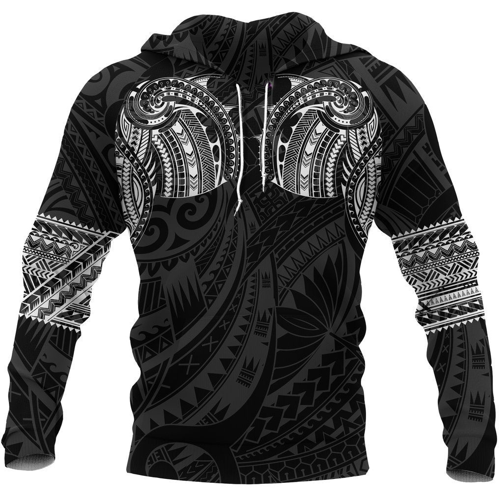 Polynesian Hoodie Tattoo Style White NVD1333 - Amaze Style™-Apparel