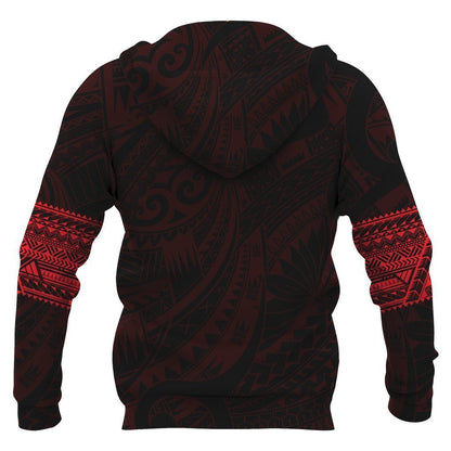 Polynesian Hoodie Tattoo Style Red NVD1334 - Amaze Style™-Apparel
