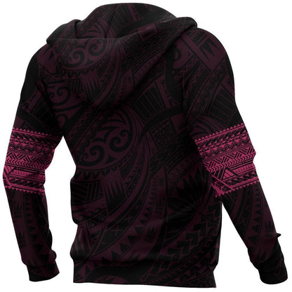 Polynesian Hoodie Tattoo Style Pink NVD1335 - Amaze Style™-Apparel