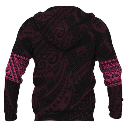 Polynesian Hoodie Tattoo Style Pink NVD1335 - Amaze Style™-Apparel