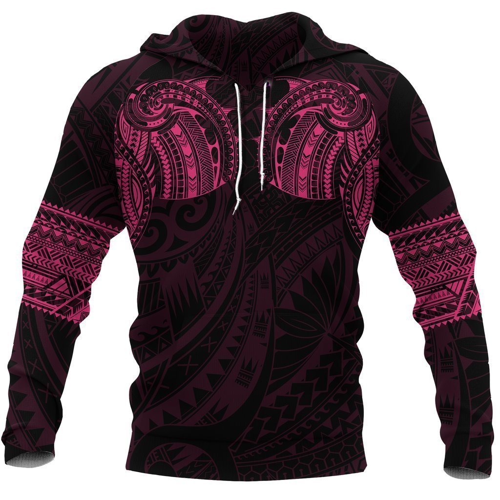 Polynesian Hoodie Tattoo Style Pink NVD1335 - Amaze Style™-Apparel