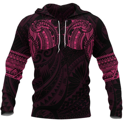 Polynesian Hoodie Tattoo Style Pink NVD1335 - Amaze Style™-Apparel