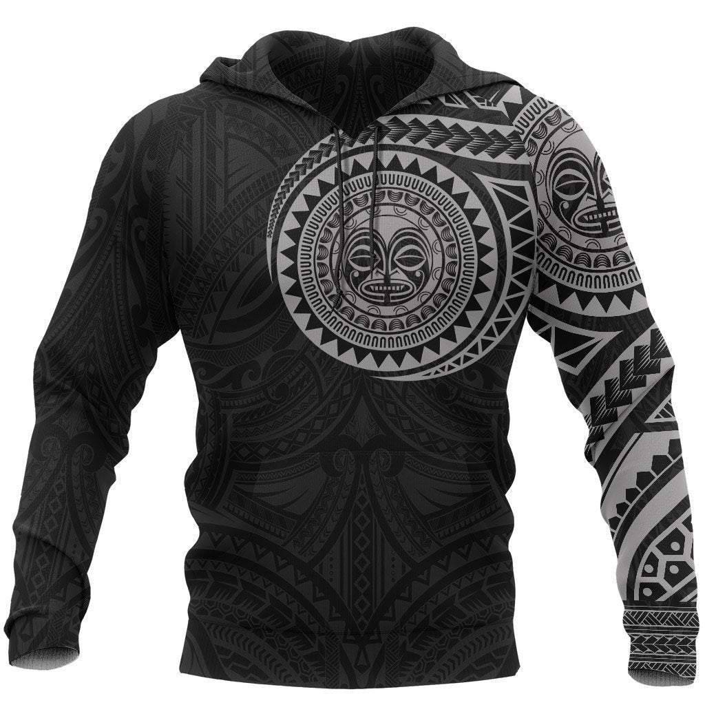 Polynesian Tiki Face™ Tattoo Style Hoodie Gray NVD1342 - Amaze Style™-Apparel