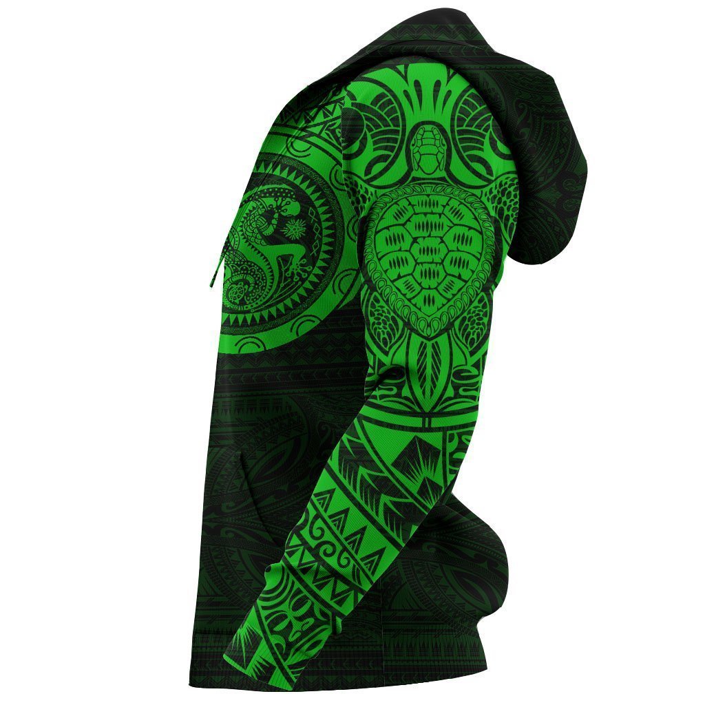 Polynesian Tribal Lizard Tattoo on Chest Green Hoodie NVD1347 - Amaze Style™-Apparel