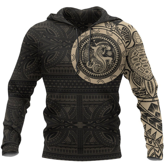 Polynesian Tribal Lizard Tattoo on Chest Hoodie NVD1348 - Amaze Style™-Apparel