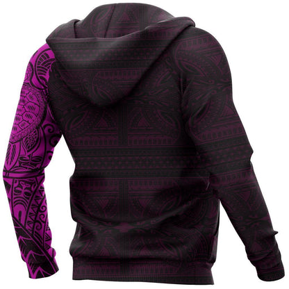 Polynesian Tribal Lizard Tattoo on Chest Pink Hoodie NVD1349 - Amaze Style™-Apparel