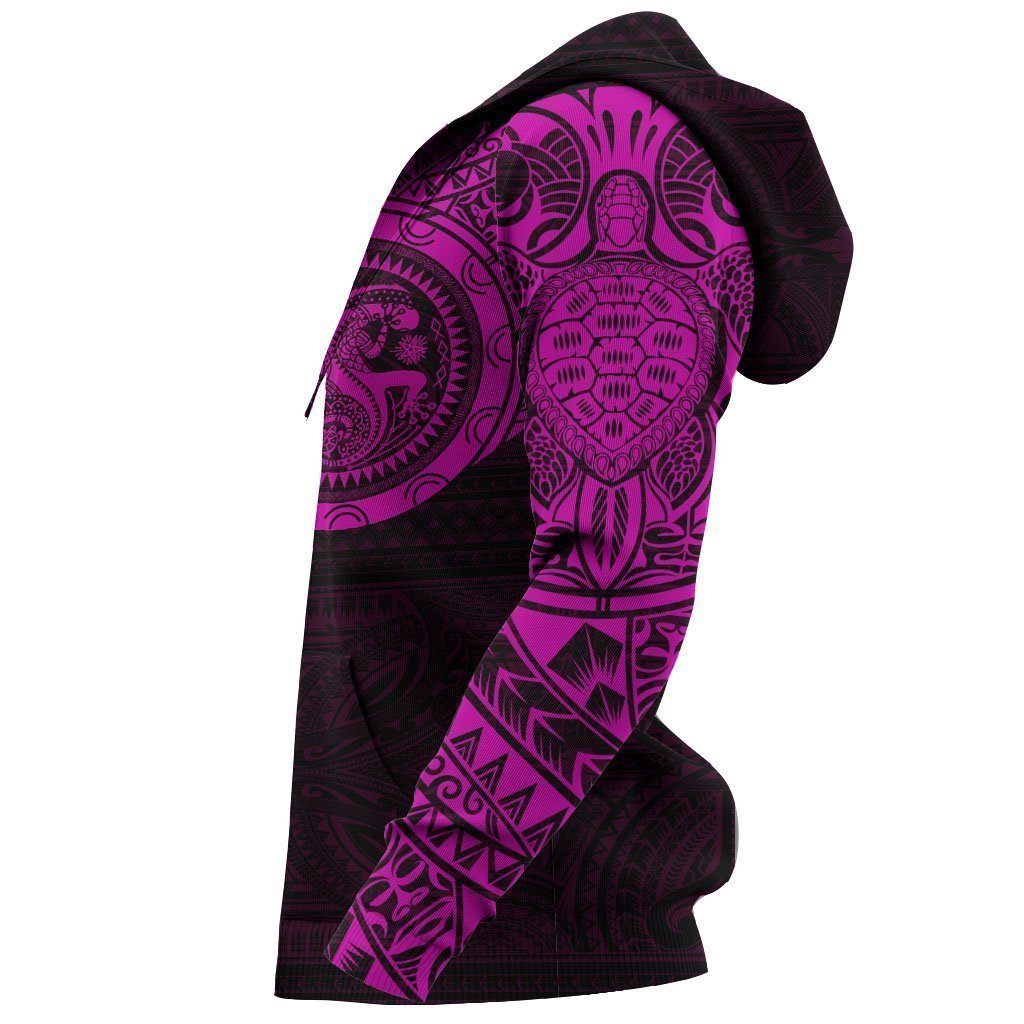 Polynesian Tribal Lizard Tattoo on Chest Pink Hoodie NVD1349 - Amaze Style™-Apparel