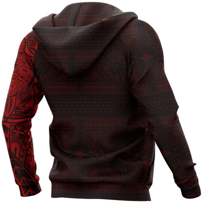Polynesian Tribal Lizard Tattoo on Chest Red Hoodie NVD1350 - Amaze Style™-Apparel