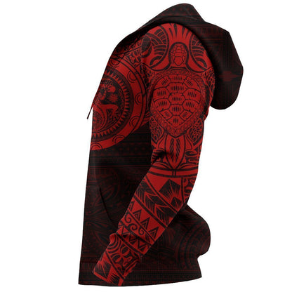 Polynesian Tribal Lizard Tattoo on Chest Red Hoodie NVD1350 - Amaze Style™-Apparel
