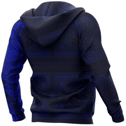 Polynesian Tribal Lizard Tattoo on Chest Hoodie Blue NVD1351 - Amaze Style™-Apparel
