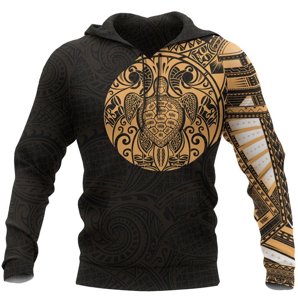 Polynesian Turtle Tribal Tattoo Style Golden Hoodie NVD1352 - Amaze Style™-Apparel