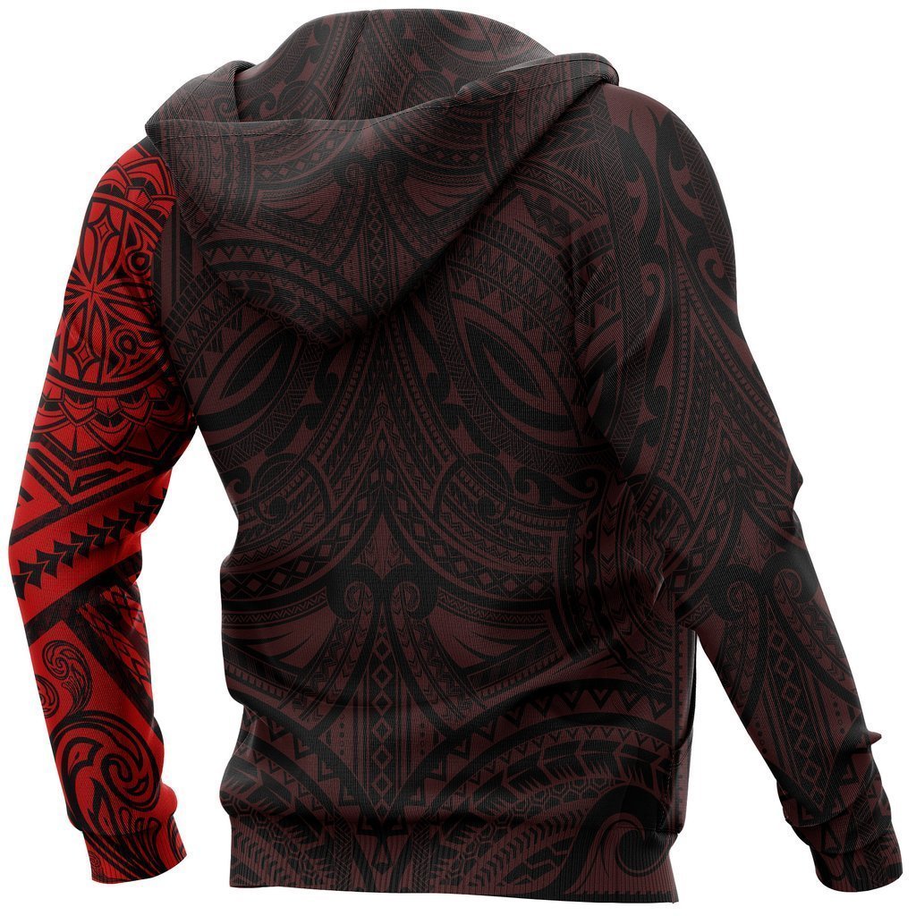 Polynesian Native Flowers Tattoo Style Hoodie Red NVD1356 - Amaze Style™-Apparel
