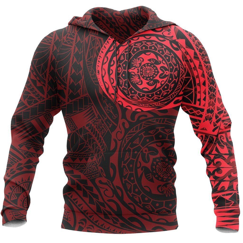 Polynesian Tattoo Style Zipper Hoodie Red NVD1357 - Amaze Style™-Apparel