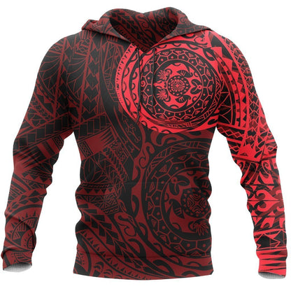 Polynesian Tattoo Style Zipper Hoodie Red NVD1357 - Amaze Style™-Apparel