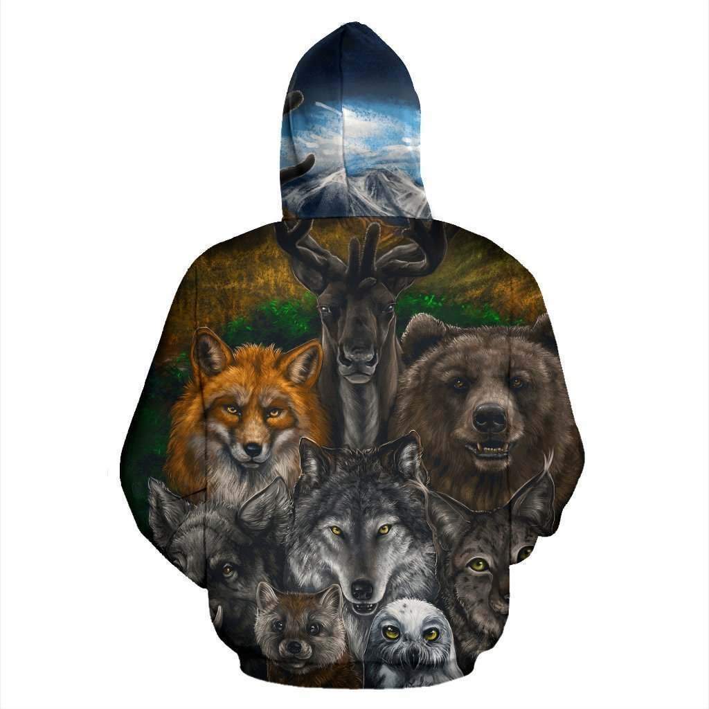 Native American – Bear Wolf Owl Fox 3D All Over Hoodie HC1903 - Amaze Style™-Apparel