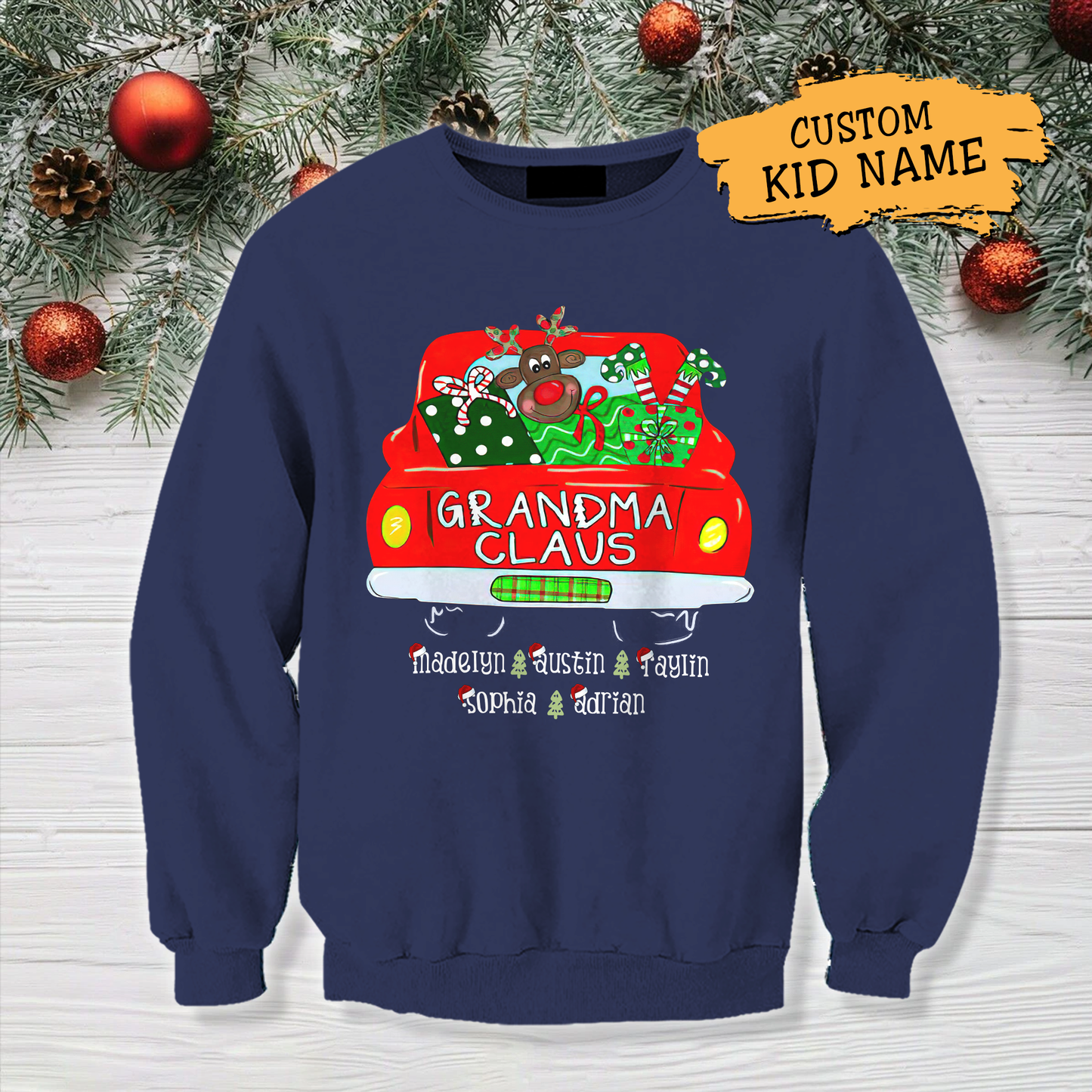 Grandma Claus Christmas Sweatshirt Personalized Gift For Mother Mama Grandma