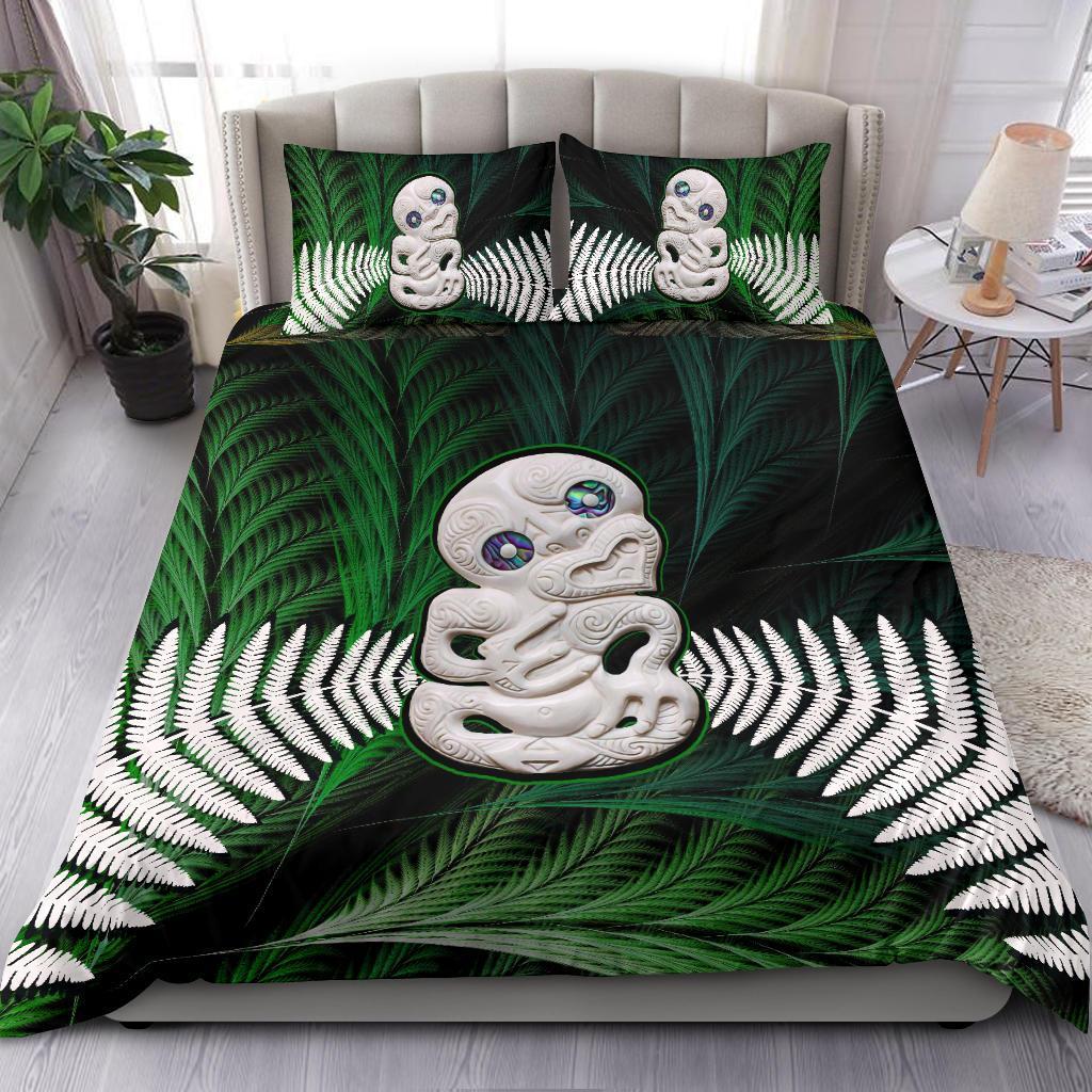 New Zealand Bedding Set Silver Fern with Hei Tiki