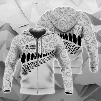 New Zealand Aotearoa Pullover Hoodie White Ver HC1003 - Amaze Style™-Apparel