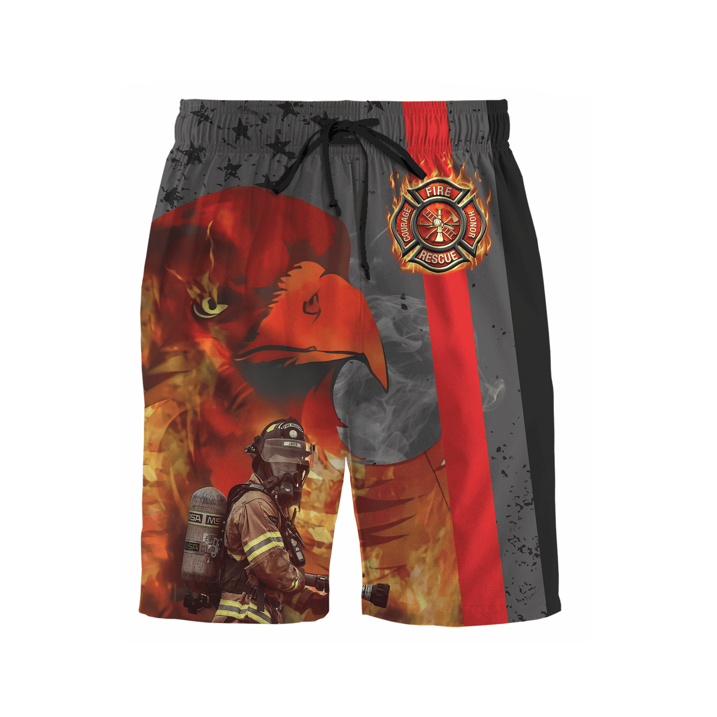 Customize Name Firefigher Combo T-Shirt And Board Short