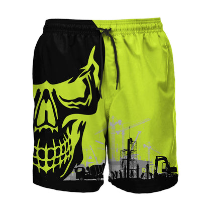Concrete Finisher Site Skull Green Safety Custom name 3D Printed Shirts