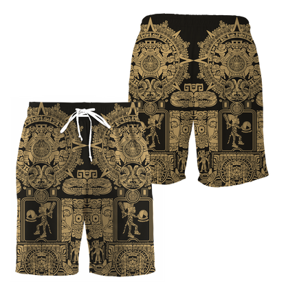 Aztec Mexican Yellow 3D All Over Printed Unisex Shirts no2