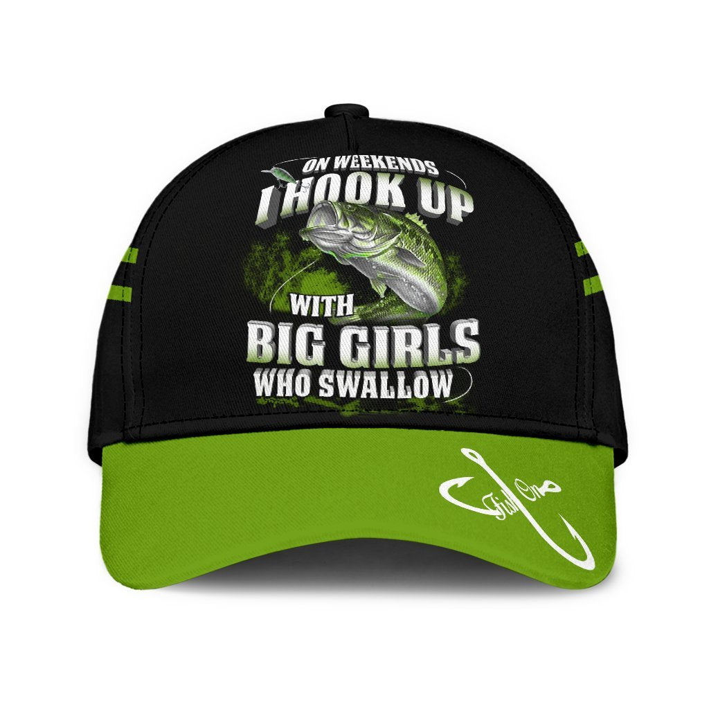 Green Bass Fishing hat Hook 3D design print Cap
