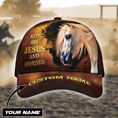 Personalized Name Rodeo Classic Cap Runs On Jesus And Horses Ver 4