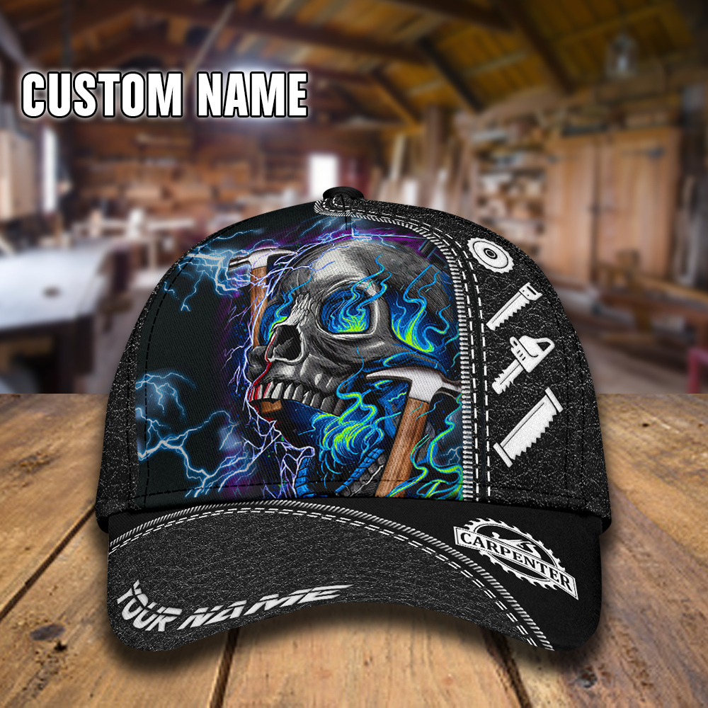 Personalized Name Carpenter Classic Cap Skull