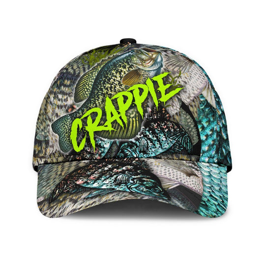 Crappie on skin Fishing hat Hook 3D design print Cap