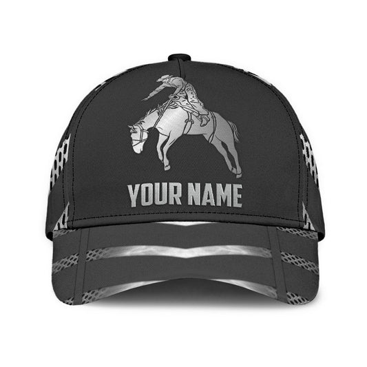 Personalized Name Rodeo Classic Cap Metal Pattern Horse Rider Ver 2