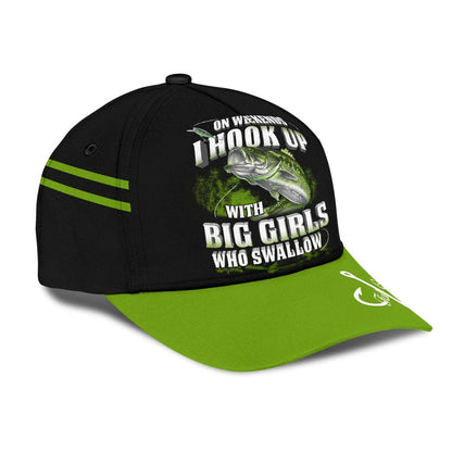 Green Bass Fishing hat Hook 3D design print Cap