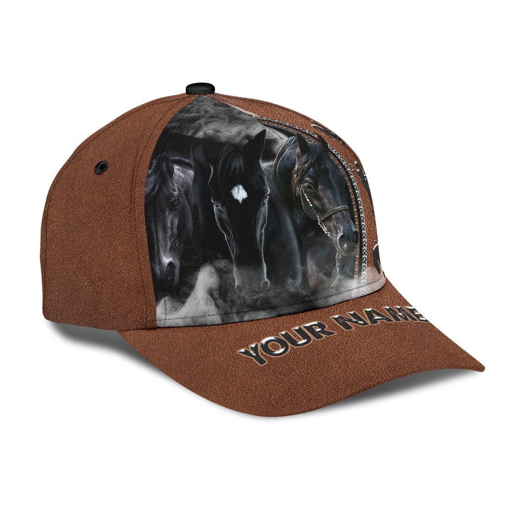 Personalized Name Rodeo Classic Cap Black Horses Ver 2