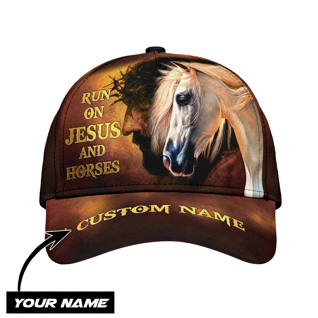 Personalized Name Rodeo Classic Cap Runs On Jesus And Horses Ver 4