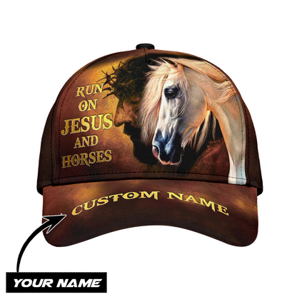 Personalized Name Rodeo Classic Cap Runs On Jesus And Horses Ver 4