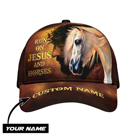 Personalized Name Rodeo Classic Cap Runs On Jesus And Horses Ver 4