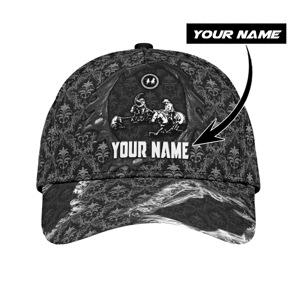 Personalized Name Bull Riding Classic Cap Team Roping Black