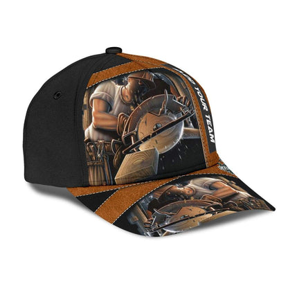 Personalized Name Carpenter Classic Cap Leather Texture