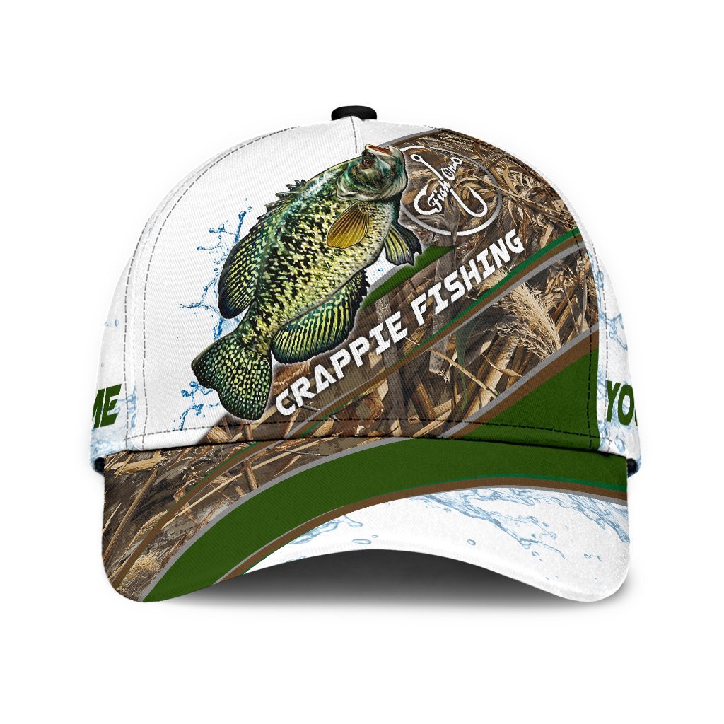 Custom Name Crappie Fishing hat Hook 3D design print Cap