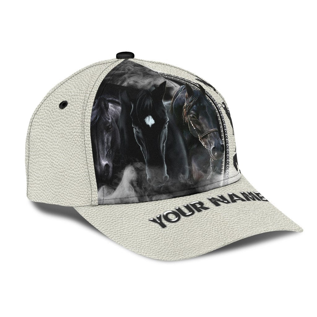 Personalized Name Rodeo Classic Cap Black Horses Ver 1