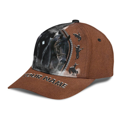Personalized Name Rodeo Classic Cap Black Horses Ver 2