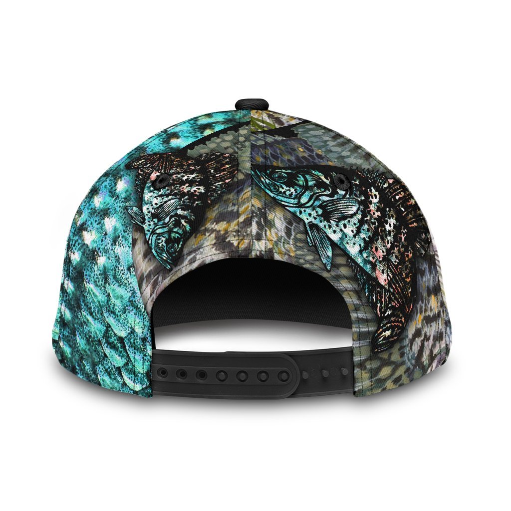 Crappie on skin Fishing hat Hook 3D design print Cap