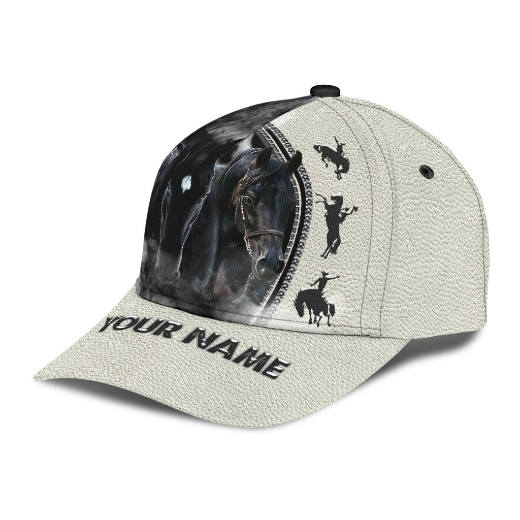 Personalized Name Rodeo Classic Cap Black Horses Ver 1