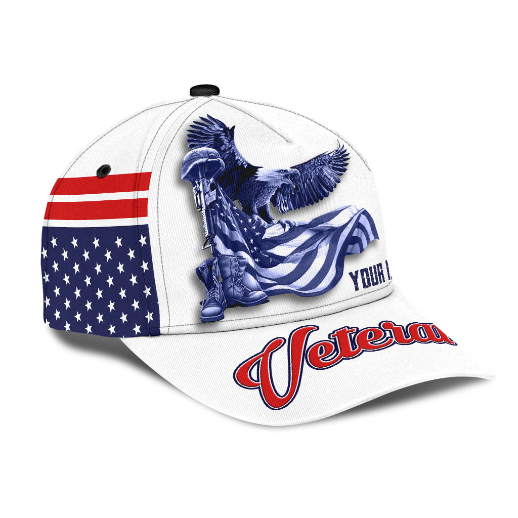 US Army Veteran American Flag Eagle Personalized Name Classic Cap
