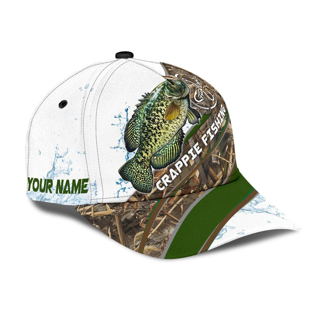 Custom Name Crappie Fishing hat Hook 3D design print Cap