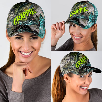 Crappie on skin Fishing hat Hook 3D design print Cap