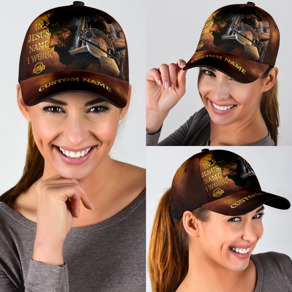 Personalized Name Carpenter Classic Cap In Jesus Name I Work