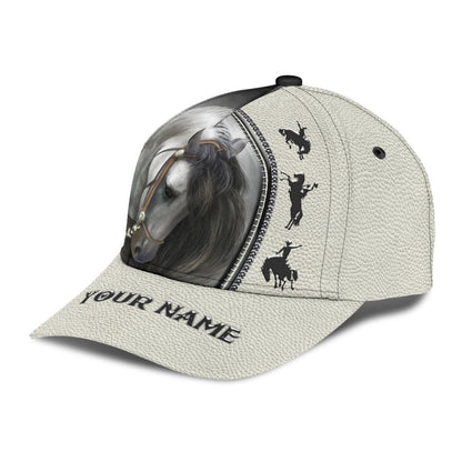 Personalized Name Rodeo Classic Cap Horse Riding Art White