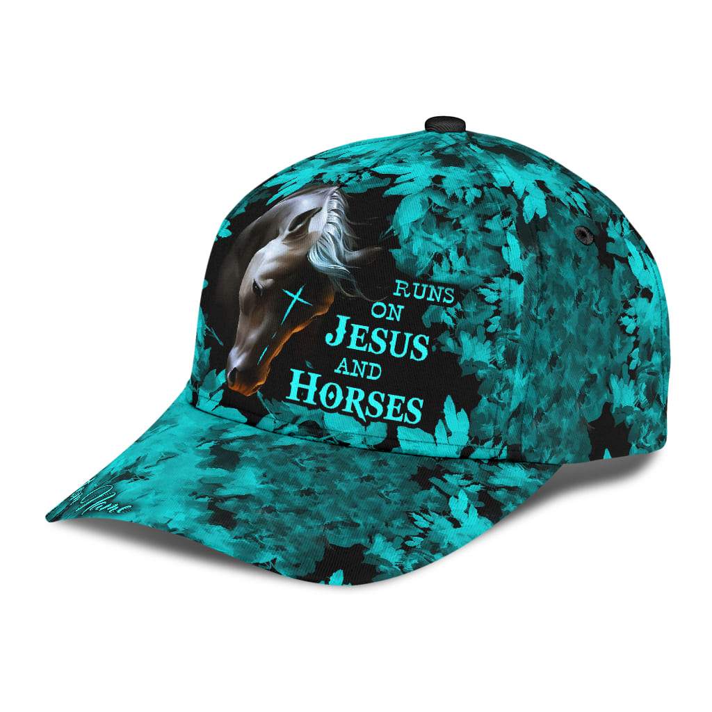 Personalized Name Rodeo Classic Cap Runs On Jesus And Horses