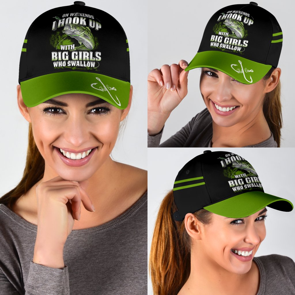 Green Bass Fishing hat Hook 3D design print Cap
