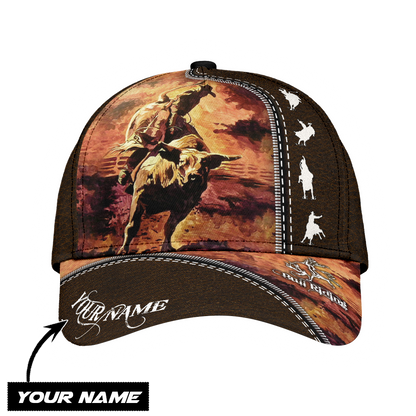 Personalized Name Bull Riding Classic Cap Rodeo Art